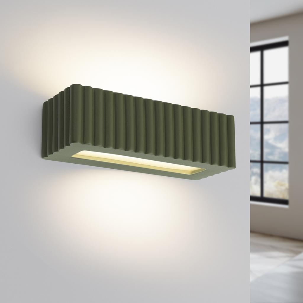 Rigata ceramic wall lamp, olive green