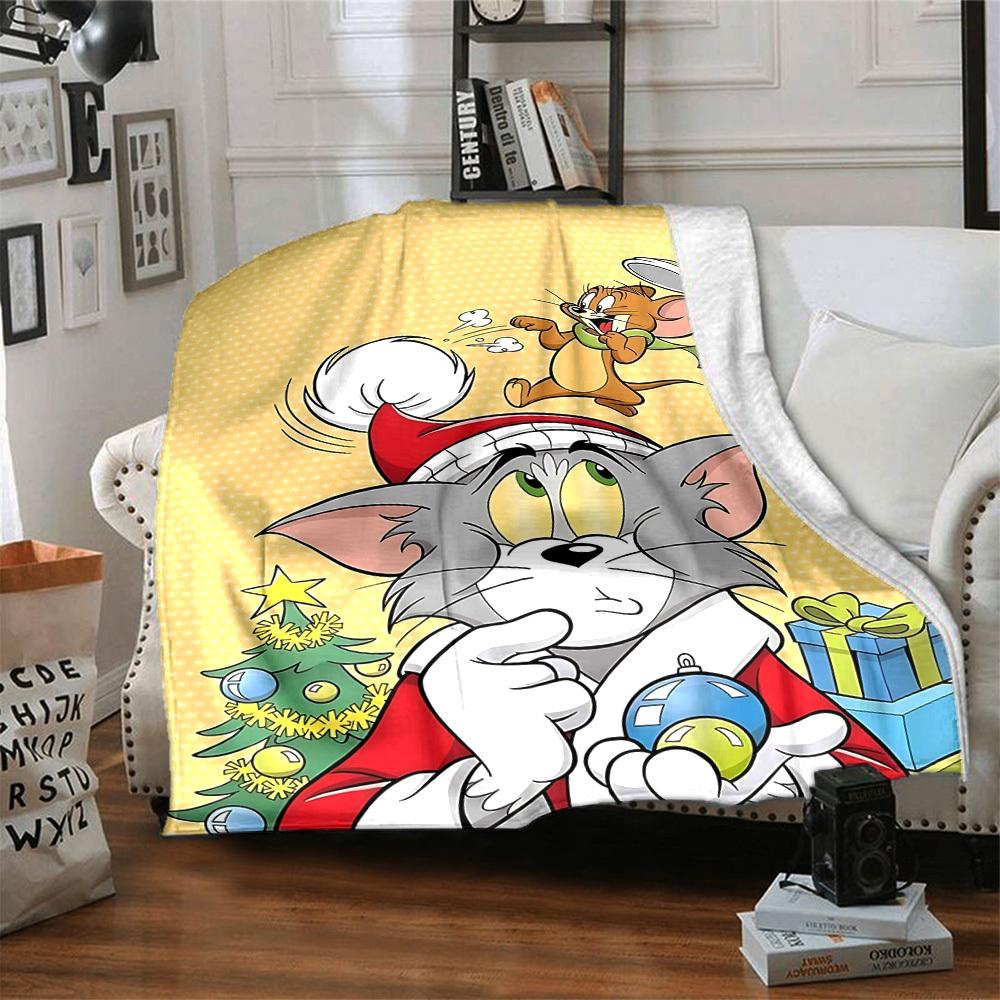1pc Tom and Jerry Flannel Blanket Soft Warm Throw for Home, Office, Travel, All-Season Cozy Bedding Gift L1388