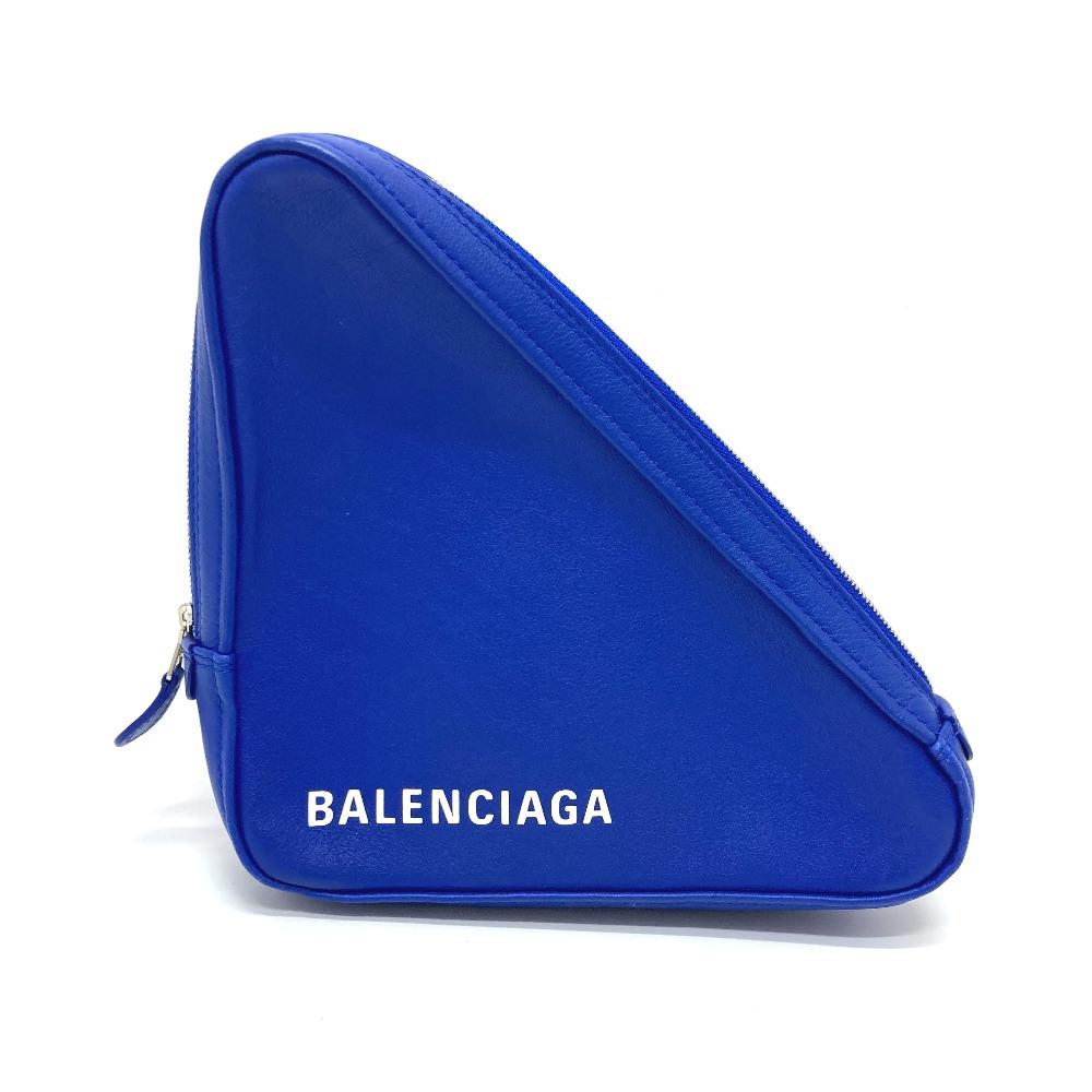 BALENCIAGA 476976 Triangle Clutch bag pouch accessory case blue/SilverHardware