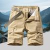 Men's Military Cargo Shorts - Multi-Pocket Zippered Elastic Waistband Drawstring Solid Color Outdoor Comfort Loose Fit