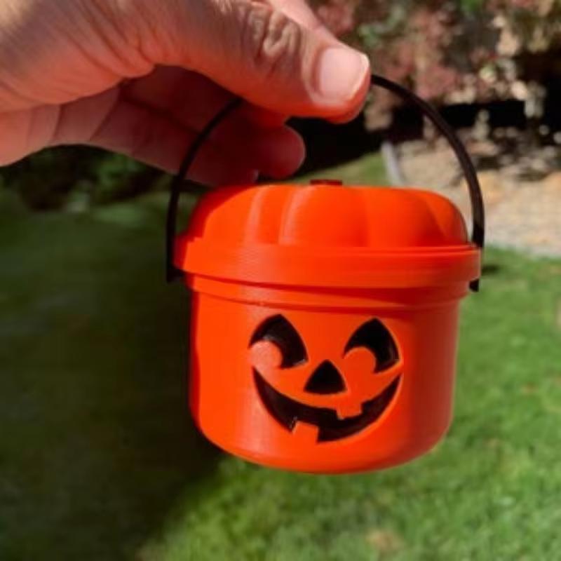 Pumpkin Bucket Halloween Pumpkin Buckets Small Treat Trick Or Buckets Holder Pail Mini Kids Basket Plastic Lantern Baskets