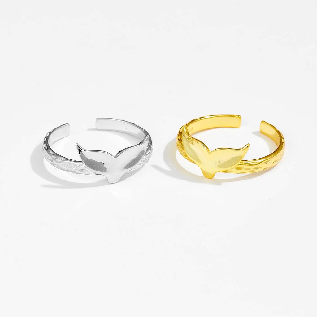 ANDYWEN Кольцо из стерлингового серебра 925 пробы, золото, рыбий хвост, регулируемое геометрическое кольцо неправильной формы для женщин, модные ювелирные изделия, подарки