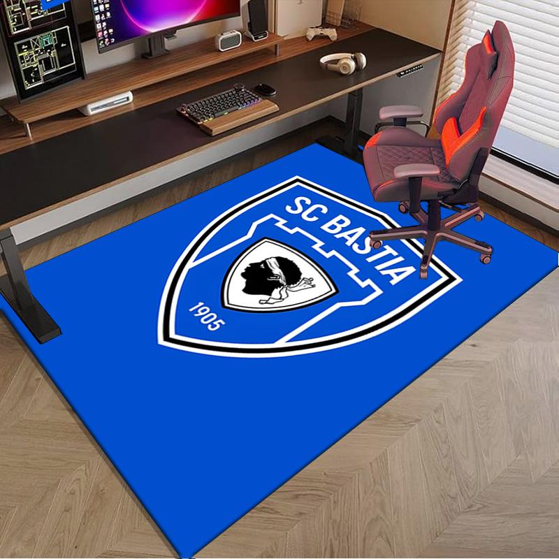 Sc Bastia Football Crest Area Rug Office rug, Chair Rug, Decor Carpet Livingroom bedroom Mat, Large Size Fan gifts Christmas gifts