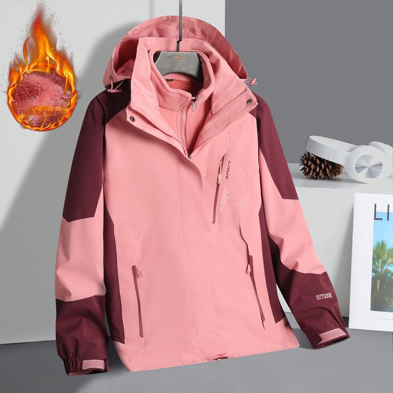 2024 Унисекс ветрозащитный водонепроницаемый 3-в-1 зимний комплект курток для пар - теплое снаряжение для альпинизма