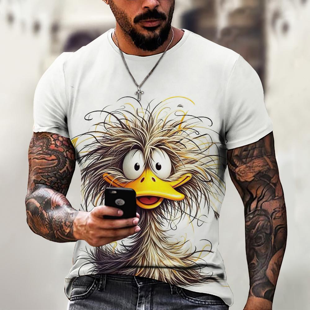 Летняя мужская футболка с принтом животных, повседневные футболки с коротким рукавом и 3D-принтом, модная уличная одежда, свитер с круглым вырезом, мужская свободная одежда