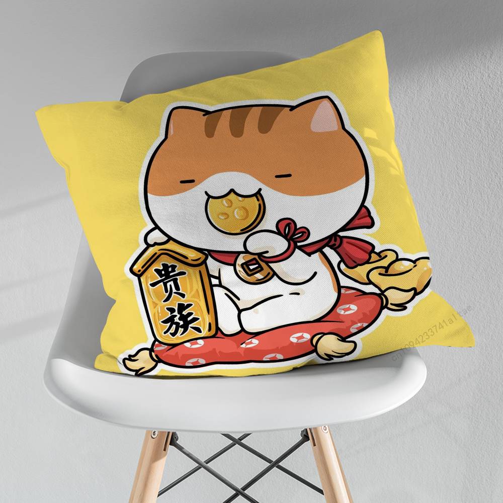 Cute Cartoon Lucky Cat Throw Pillow Case Living Room Sofa Cushion Cover For Home Bedroom Decoration Protector