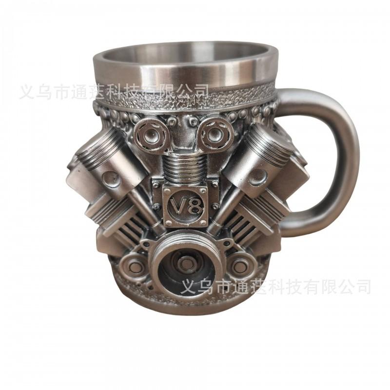 Кружка из смолы на тему двигателя V8 Декоративный настольный орнамент Для автолюбителей Офисный декор
