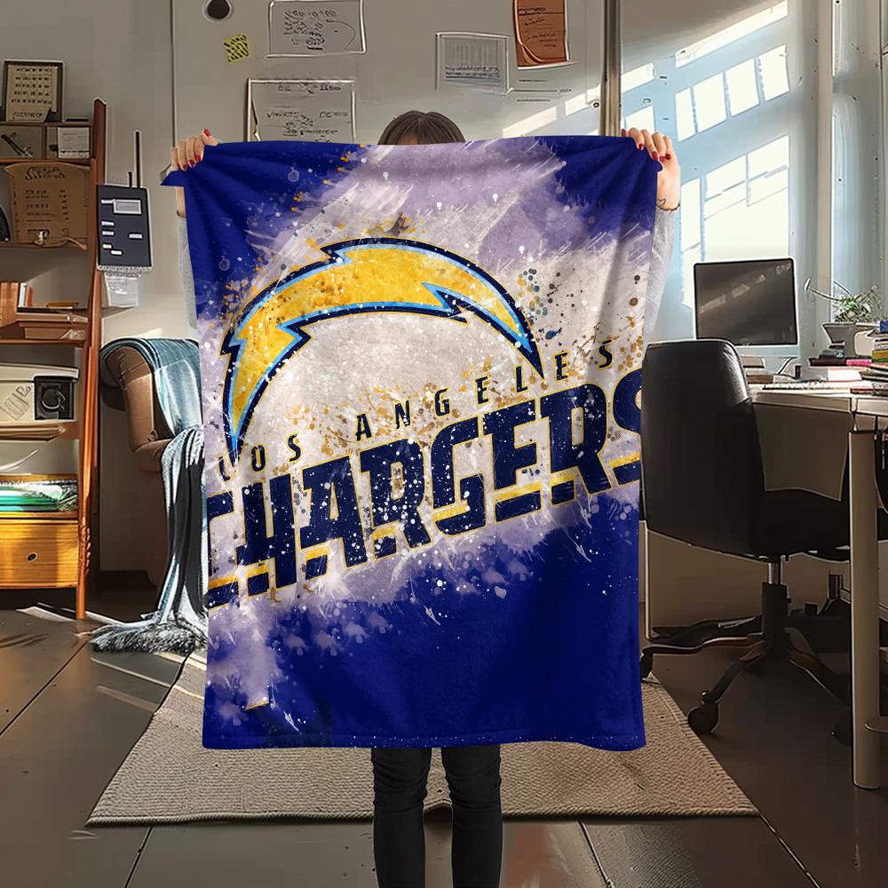 Los Angeles Chargers Print Flannel Blanket, High quality Comfortable for All Seasons, Home Decor, Warmth and Comfort