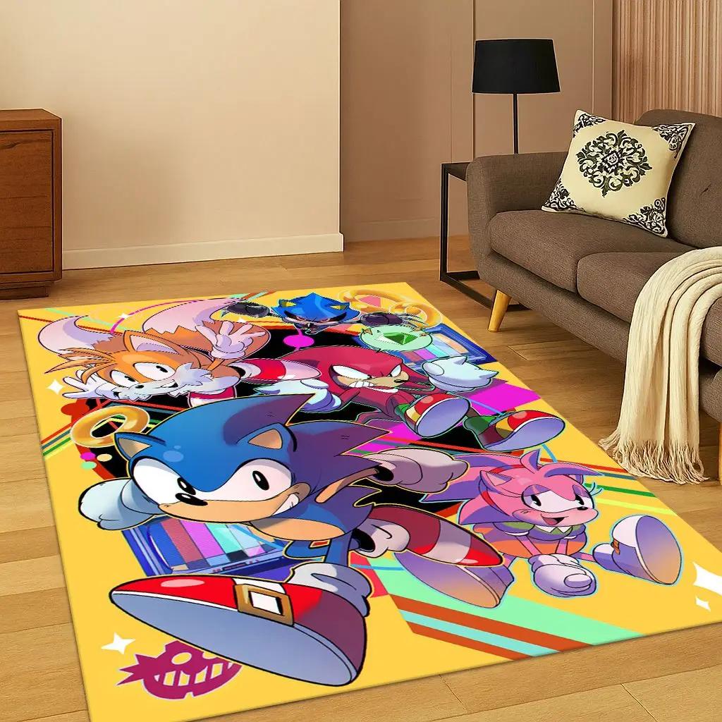 Классический ковер-ковер с изображением ежика из мультфильма S-Sonic для спальни, гостиной, дивана, домашнего декора, детский коврик с нескользящей основой, подарок