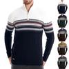Men's Winter Print Stand Collar Half Zipper Slim Fit Knit Long Sleeve Top