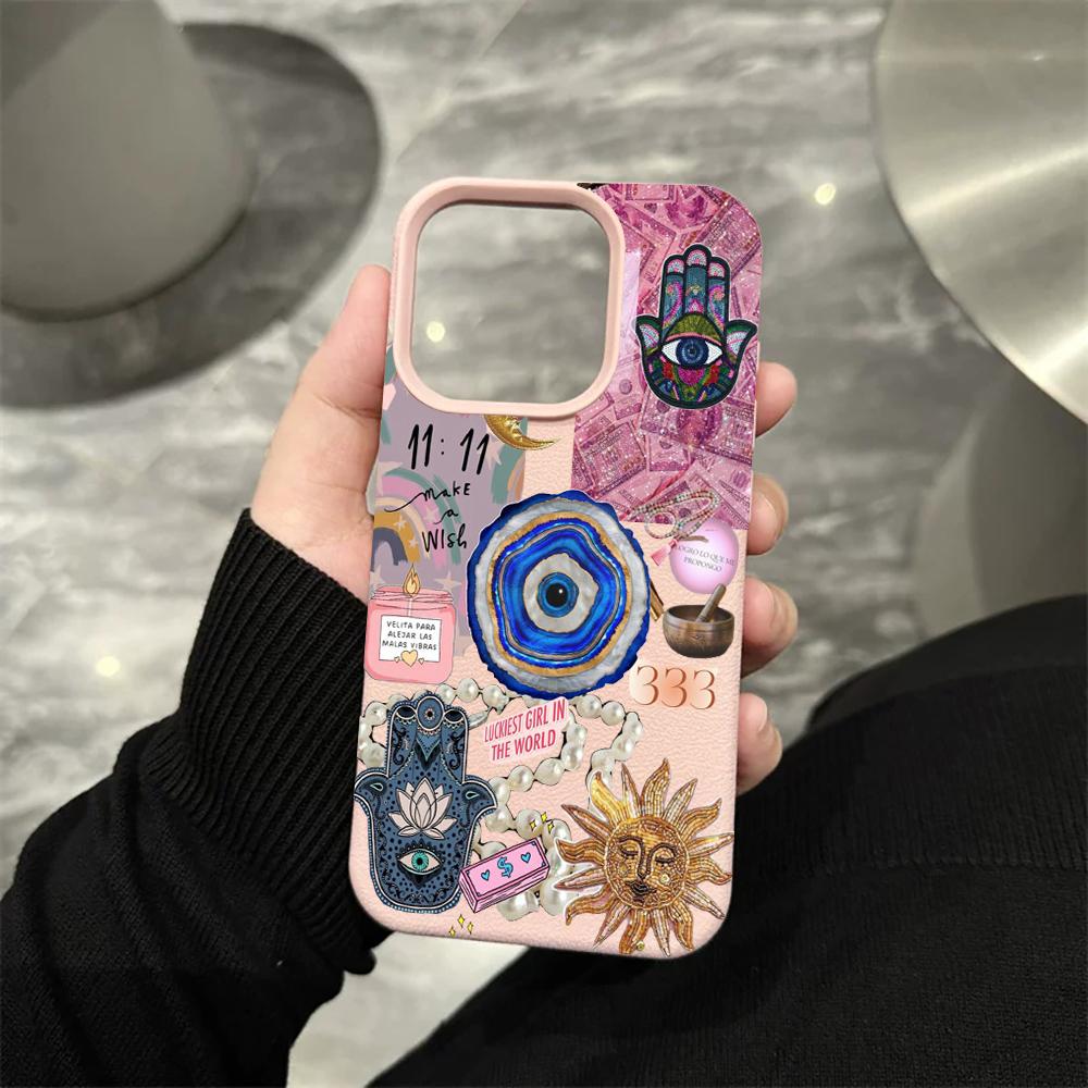 Коллаж 'Рука Фатимы' и 'Сглаз' Чехол для телефона Для iPhone 17 16 15 14 13 12 11 Pro Max 13 Mini 16e 17 Air Мягкий чехол Coque