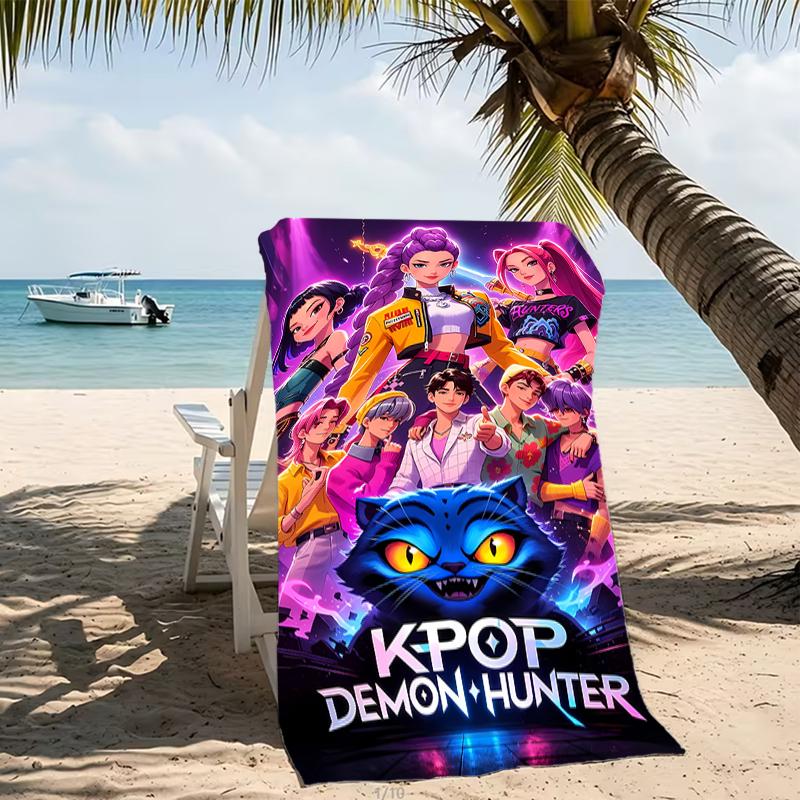 Beach Towel with Demon Hunter Pattern - soft,absorbent,machine washable Lightweight&Modern,swimming,Travel Essentials