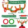 2 Pack Inflatable Reindeer Antler Ring Toss Game (2 Antlers 8 Rings) - PVC Material, Red and White - Christmas Party Game