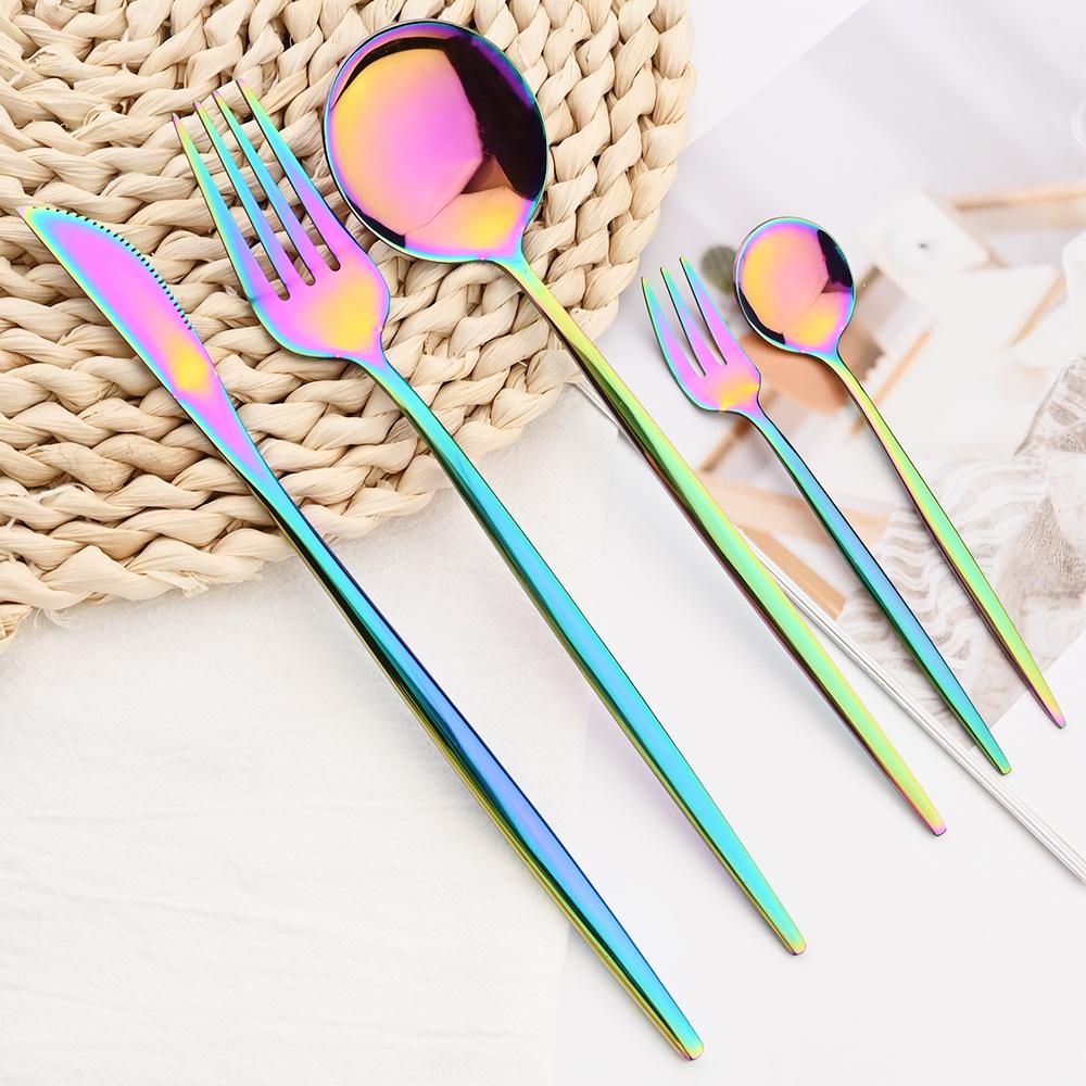 5 шт., черный набор столовых приборов, нож, вилка для торта, кофейная ложка, столовая посуда, столовые приборы из нержавеющей стали, столовые приборы в западном стиле, кухонное серебро