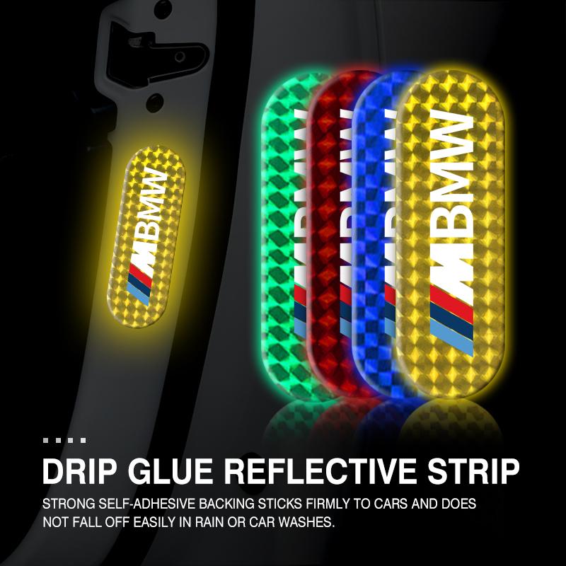 2pcs Car Night Reflective Strip Warning Stickers Road Safety Tips For BMW 1 3 5 7 Series M F01 F20 F10 F13 E52 E53 E60 E93 RI3