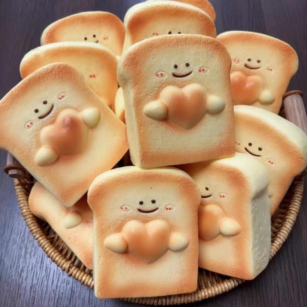 Super Wet Texture Stress Relief Toy Love Toast Design Slow Rebound Toy Fidget Toy For Adult