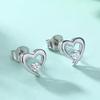 Huitan Fancy Heart Stud Earrings with Round CZ  Color Shiny Teen's Ear Piercing Accessories Gift Fashion Jewelry for Women