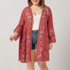 Women Loose Casual Flare Sleeve Floral Print Cardigan