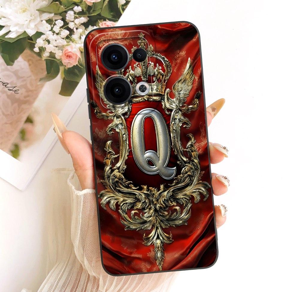 Чехол для Oppo Reno13 CPH2689 PKM110 Чехол для Oppo Reno 13 Роскошный Модный Силиконовый Чехол с 2D Рисунком Буквы А-Я Корона