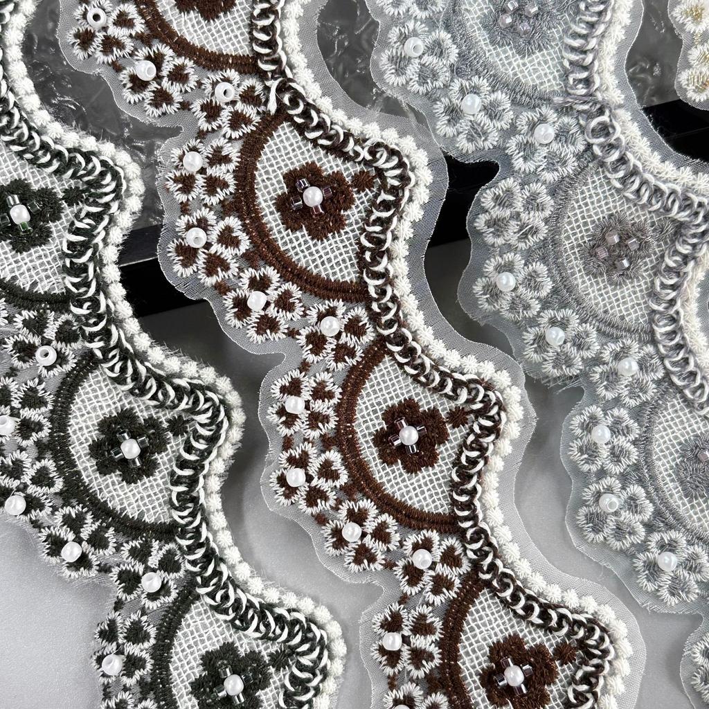 5.5Cm Wavy Organza Beads Embroidery Barcode Clothing Luggage Skirt Decorative Lace Accessories
