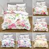 Floral Duvet Cover King/Queen Size,Watercolor Floral Bedding Set,Colorful Flowers Green Leaf Bird Print Duvet Cover for Women