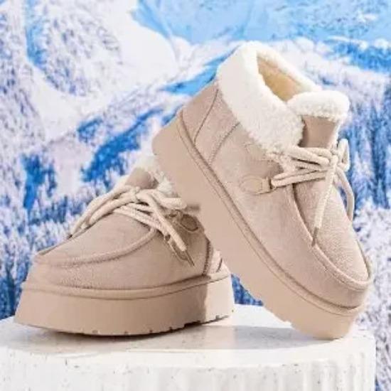 Трендовые женские зимние сапоги на толстой подошве, теплые, нескользящие ботильоны, женская резиновая подошва, высота до щиколотки, обувь простого стиля для женщин