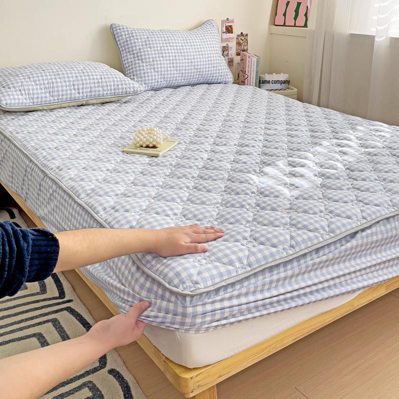 Облачно-хлопковая, приятная для кожи, утолщенная, облегающая простыня: Однотонный, 100% хлопок, Нескользящий, Можно стирать в машине.