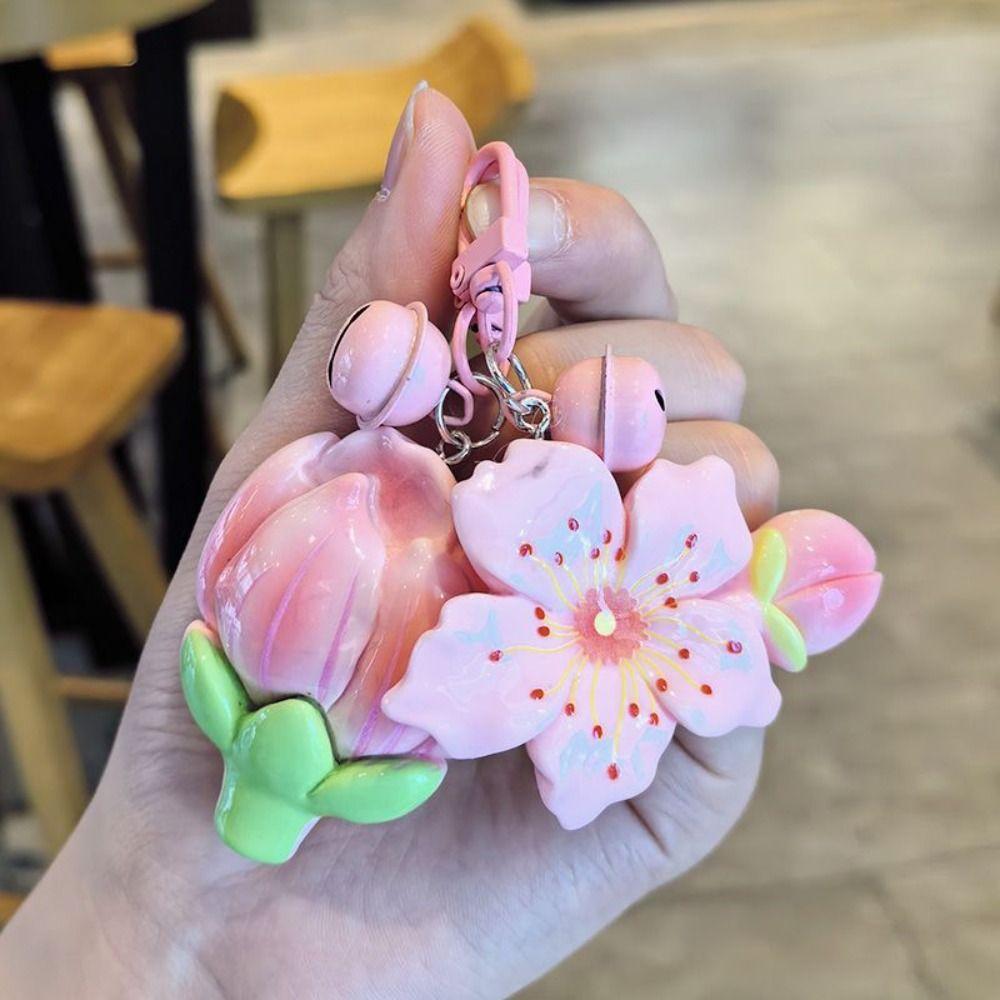 Подвеска в виде тюльпана с цветком персика, брелок для ключей от автомобиля в виде лотоса, модный брелок в виде цветка персика, подарки