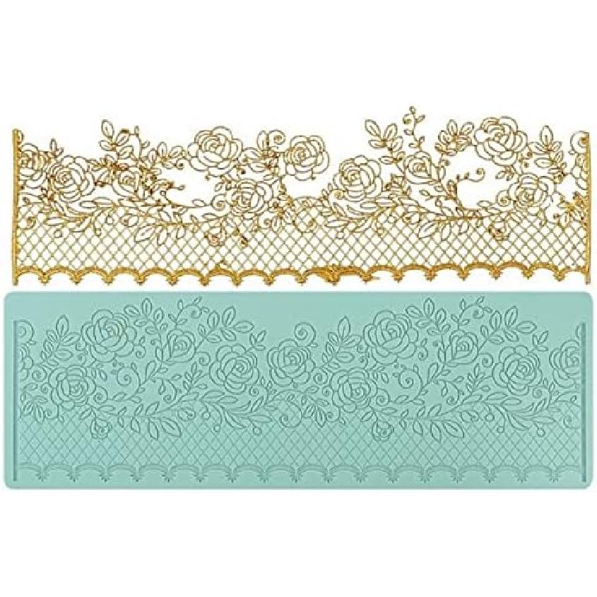 Сахарная Лоза Роза Съедобная Форма для Торта Силиконовая Кружевная Матрица для Фонданта Осенний Декор Торта Форма для Мастики Инструмент для Топпера Капкейка Глазурь Отпечаток Конфет