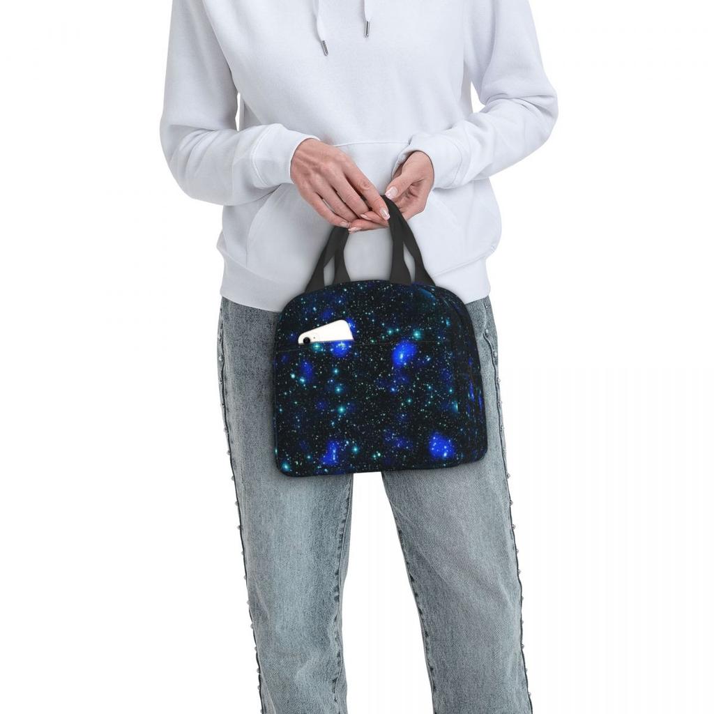 Constellation Star Clusters Galaxies Print Halloween Insulated Lunch Bag for Women Children Food Boxes Thermal Lunch Box Tote