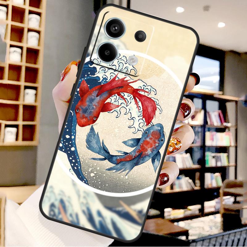 Татуировка Японский Карп Дракон Волна Для Xiaomi Redmi Note 14 Pro 9 10 11 12 13 15 Pro Plus Чехол Для Redmi 15 15C 13C 12C 10C 14C