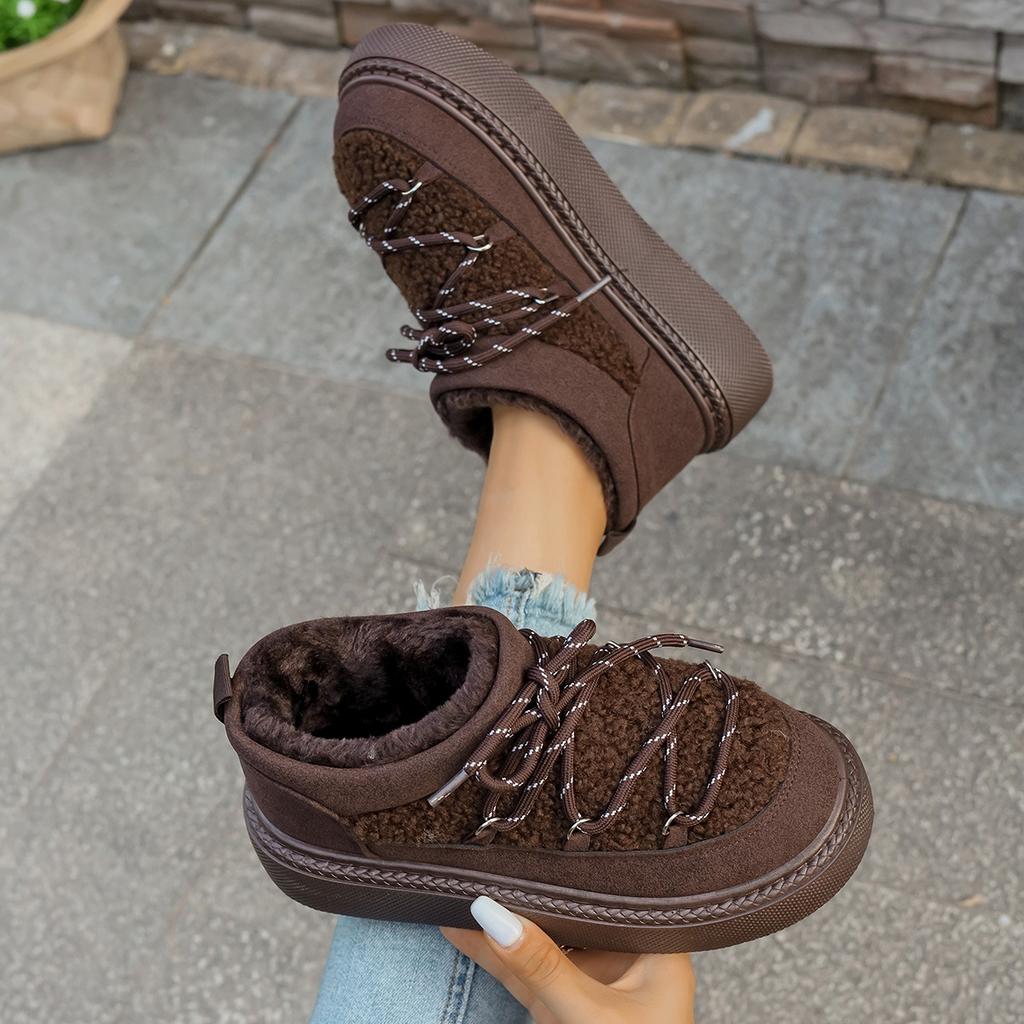 Foreign Trade Large Size Snow Boots Women's 2025 New Autumn and Winter Piled Thickened Warm Casual Muffin Platform Cotton Shoes