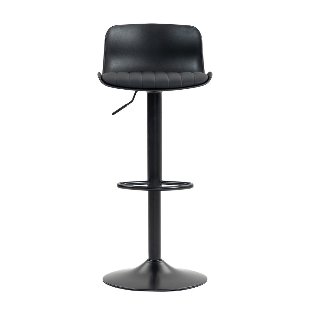Modern Adjustable Swivel Bar Stools Set of 2, Plastic Backrest & Faux Leather Seat, Gas Lift Height, Metal Base with Footrest, Kitchen Counter
