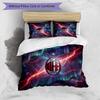 AC Milan Pattern Printed 3PCS Bedding Set Soft Skin-Friendly Washable Duvet Cover & Pillowcases Set All Season Bedroom