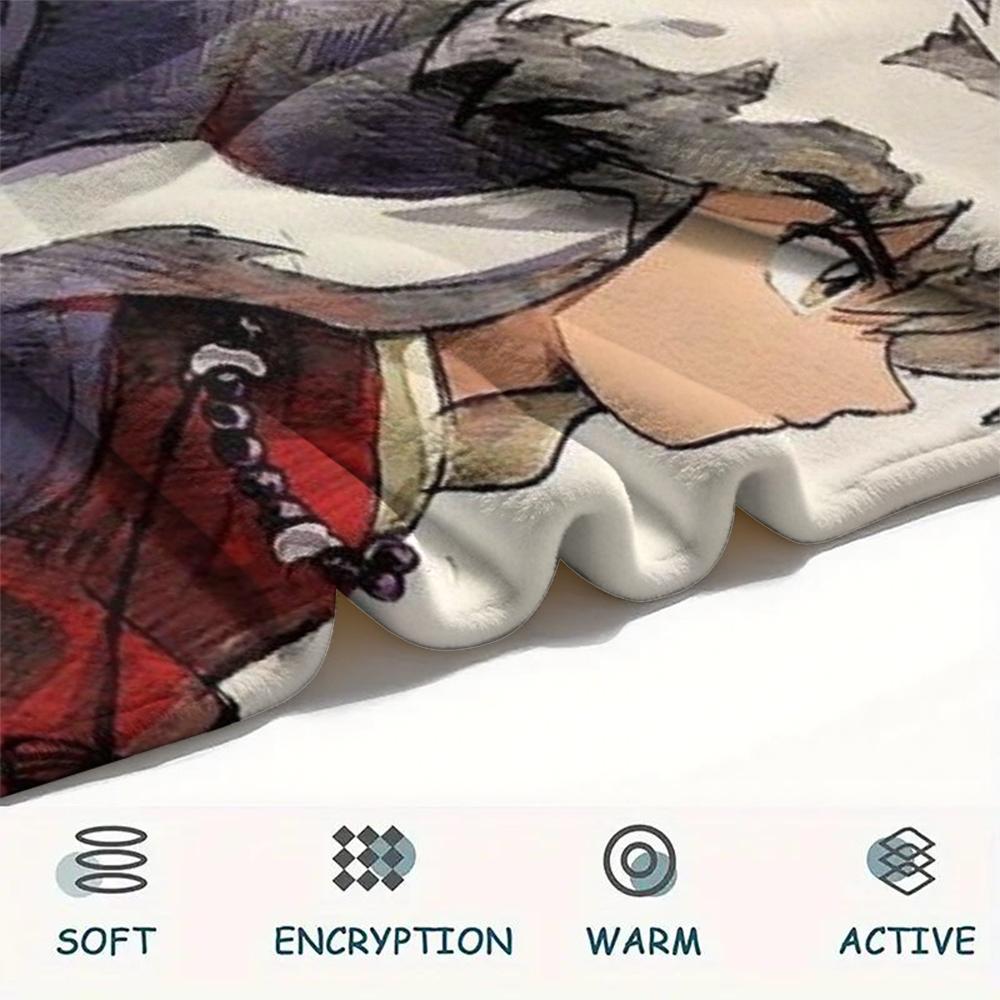 1Pc Inuyasha Print Flannel Blanket, High quality Comfortable for All Seasons, Home Decor, Warmth and Comfort, Perfect for Christmas Gifts