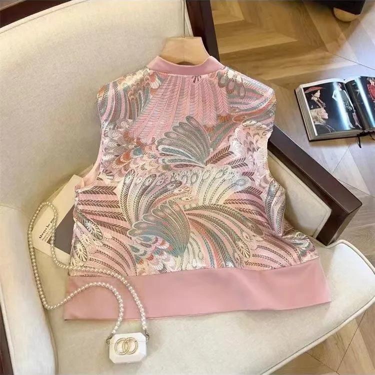 Жилет в винтажном стиле для женщин на весну и осень с пряжкой в стиле Тан и элегантным цветочным узором