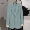 Женский повседневный пиджак, офисный женский пригородный костюм, куртка с воротником с лацканами, свободный крой, модное повседневное пальто на весну и осень