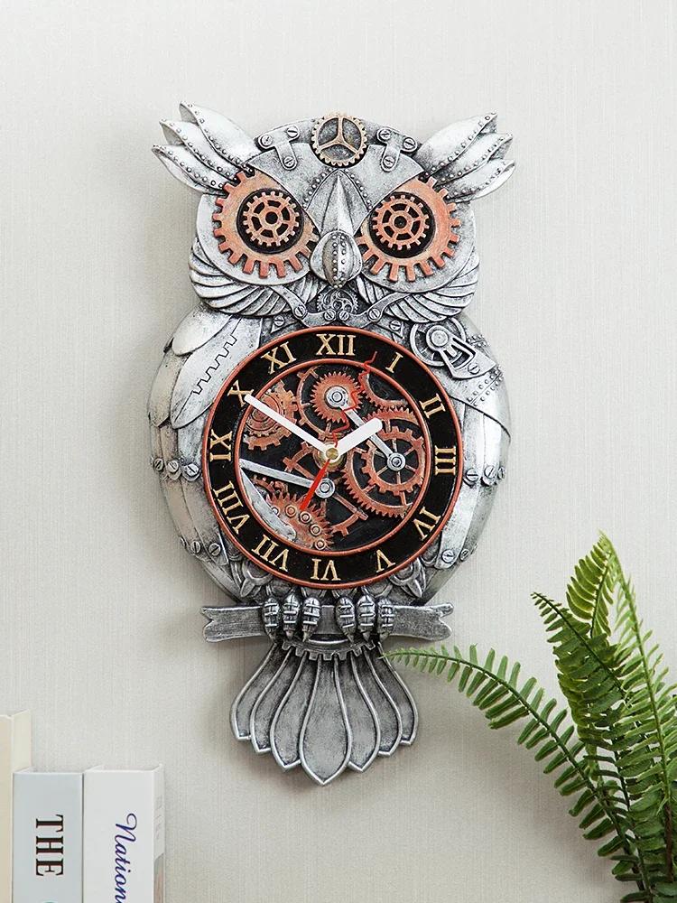 Современные креативные настенные часы в стиле панк из смолы сова Wisdomcraft