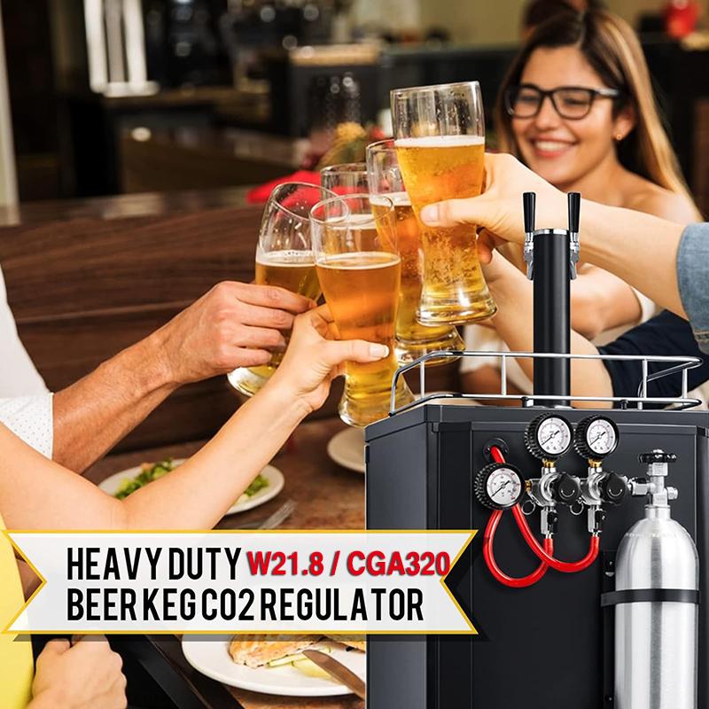 ELECQUEEN Регулятор CO2 для кегератора с двумя зонами давления, входы W21.8 / CGA320, для домашнего пивоварения, система карбонизации пивных кег, газированной воды