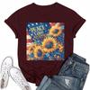 Women's Round Neck Casual Independence Day Printed Short Sleeve T-Shirt Top