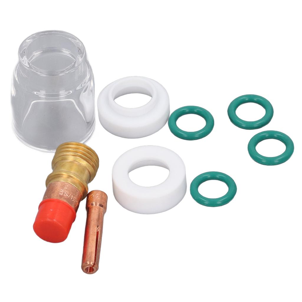Набор из 9 предметов Аксессуары для TIG-сварочной горелки Цанга Газовая линза Стеклянная чашка Прокладка Уплотнительное кольцо Сварочная горелка