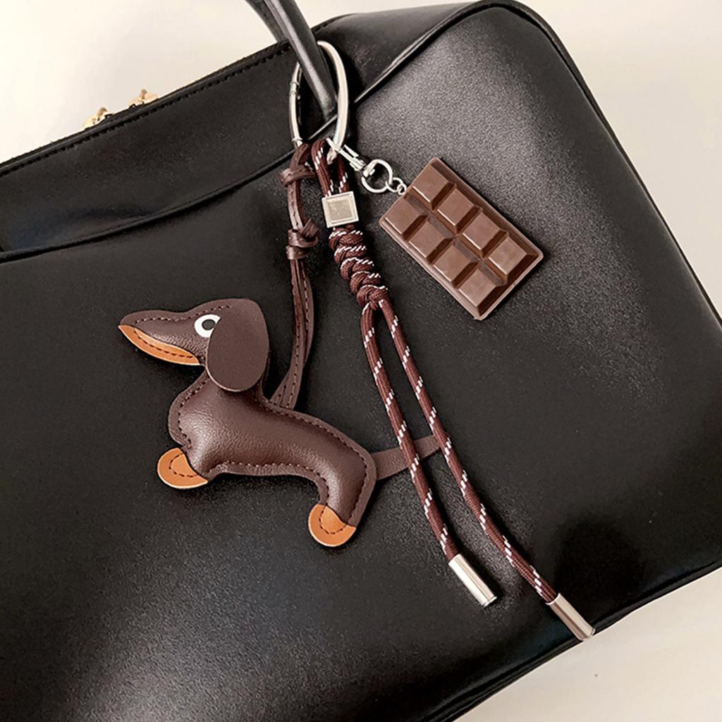 Плетеный веревочный брелок-подвеска для сумки из ПУ кожи такса, шарм для сумки, рюкзака, брелок для ключей от машины, аксессуары для украшения, подарок