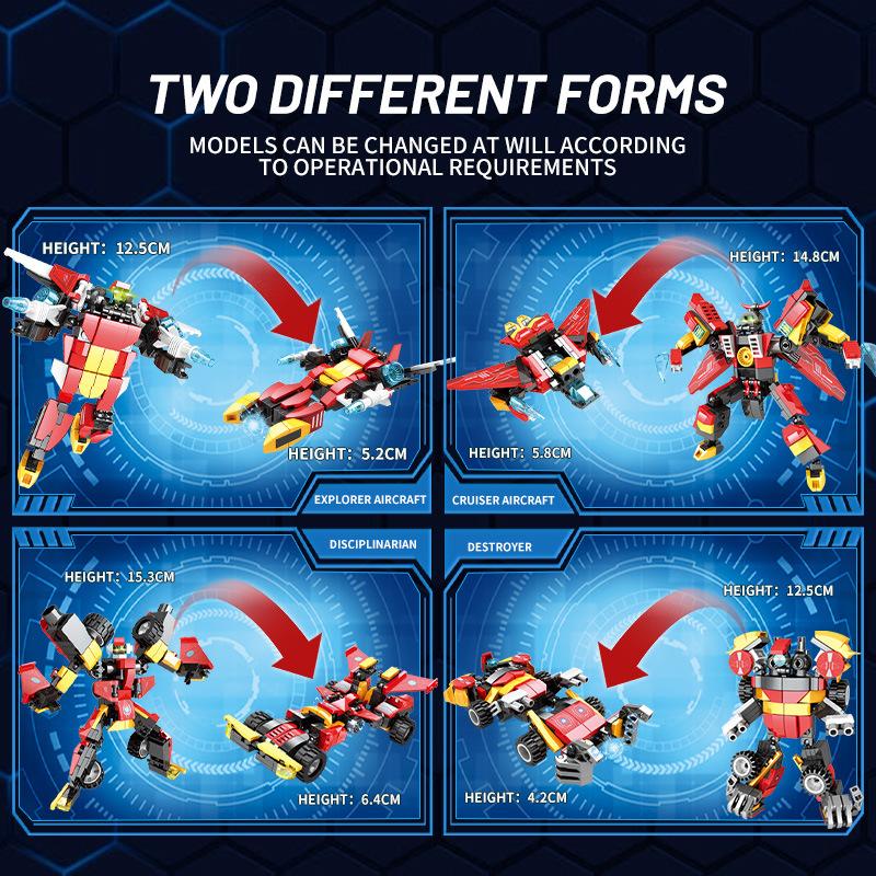 Совместим с мелкими деталями конструктора Деформируемый воин Меха Модель Дети Мальчик Сборный Робот Подарок