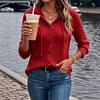 Women S Long Sleeve Hooded Knit Cardigan Button Solid Color