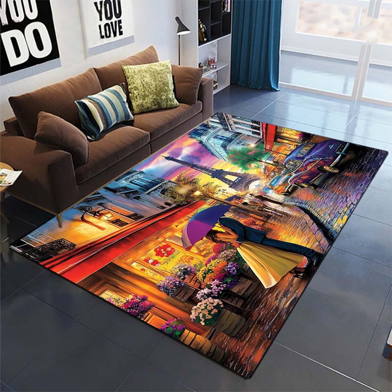 Rainbow Sailing Ship Area Rug, Ocean Decor Floor Mat