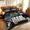 Teen Titans Pattern Bedding uilt Set uilt Cover Pillowcase Home Decoration Birthday Gift (1 * duvet cover + 2 * pillowcase without core)