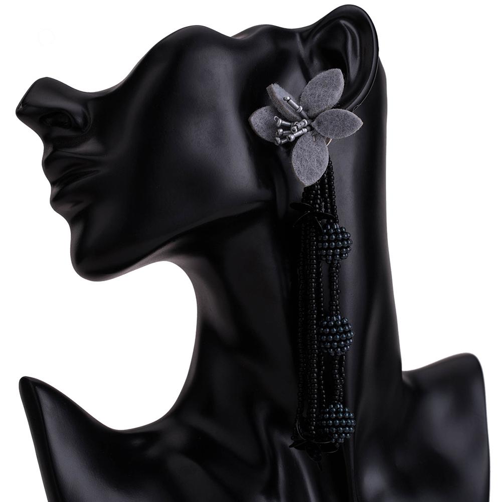 Women Chic Flower Braided Tassel Earring Bohemian Style Eardrop