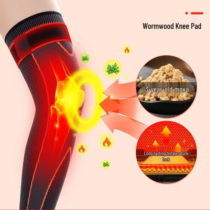 Повязка на колено с самонагревом Artemisia Argyi - Нескользящая, теплая, унисекс леггинсы для осенне-зимних видов спорта