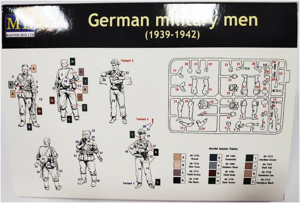 Master Box 1/35 Scale German Uncapped Infantryman and Tank Officer 1939-1942 (Set of 3) Plastic Model Kit MB35010