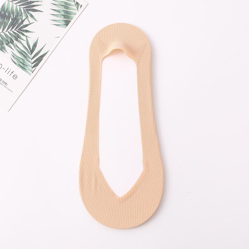 Летние женские тонкие носки-тапочки, силиконовые противоскользящие носки, однотонные бесшовные невидимые мягкие носки из ледяного шелка